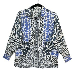 Averardo Bessi Top Women's size 12 Italy Vintage Floral Button up White Cotton